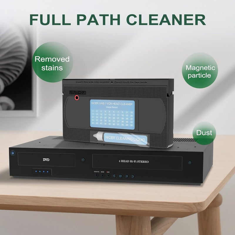 Nicer منظف رأس VCR للاعبين VCR VHS، شريط تنظيف رأس الفيديو VHS، نوع رطب - Image 5